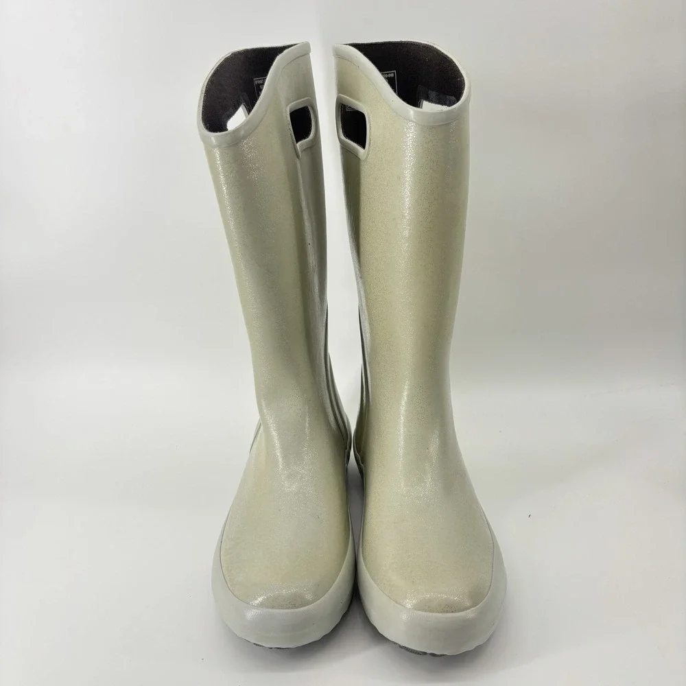 Bogs Rainboot Women's‎ 6 Glitter Silver Gray Waterproof Rain Boot Tall Slip On